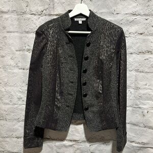 Alberto Makali Mixed Media Jacket Blazer Metallic Animal Print size 4